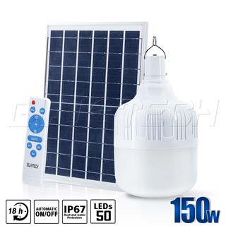 Bluetech USA ไฟตุ้ม ไฟตุ้มโซล่าเซลล์ ไฟโซล่าเซลล์ Solar Light Solar Cell ขนาด 150วัตต์ สี ขาว (White) / วอร์มไวท์ (Warm)