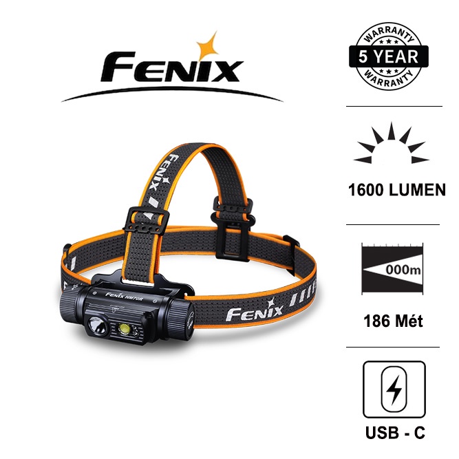 ไฟฉายหัว FENIX HM70R สว่าง 1600lm ระยะ 186m พอร์ตชาร์จ USB C รวมถ่านชาร์จ 21700