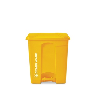 ถังขยะเท้าเหยียบทรงเหลี่ยม COMBI WARE KL-34-30L-YEL สีเหลือง 30 ลิตร ถังขยะ Square Foot Pedal Trash Bin COMBI WARE KL-34