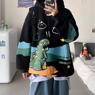 [พร้อมส่ง] เสื้อกันหนาวมีฮู้ดพิมพ์ลายคู่รักเกาหลีM-3XL