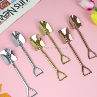 KITCHENWARE_NUMBER1 ช้อนสแตนเลส ช้อนทานขนมทรงเกาหลี (ภาพถ่ายงานจริง)