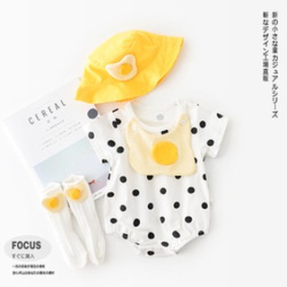 💟💟(พร้อมส่ง‼️)💟💟ฤดูร้อนเสื้อผ้าเด็กการ์ตูนจุดไข่เอี๊ยม สำหรับ3เดือน-2ปี