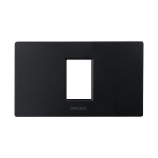 หน้ากาก หน้ากากสวิตซ์-ปลั๊ก ฝาครอบ สวิทซ์ 1 ช่อง LEAF BLACK PHILIPS WALL PLATE PHILIPS LEAF 1-MODULE BLACK