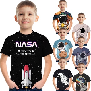 เสื้อยืด พิมพ์ลายจรวด NASA แฟชั่นสําหรับเด็กผู้ชาย และเด็กผู้หญิง