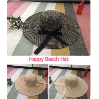 หมวกสาน Happy Beach Hat ปีกบาน ของผู้ใหญ่ มี 3 สี