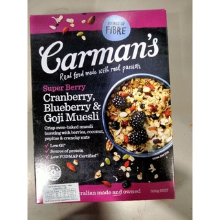 Carmans Berry Cranberry ,Bluerry&amp;Goji Muesli ธัญพืช ผสม ข้าวโอ๊ต 500g