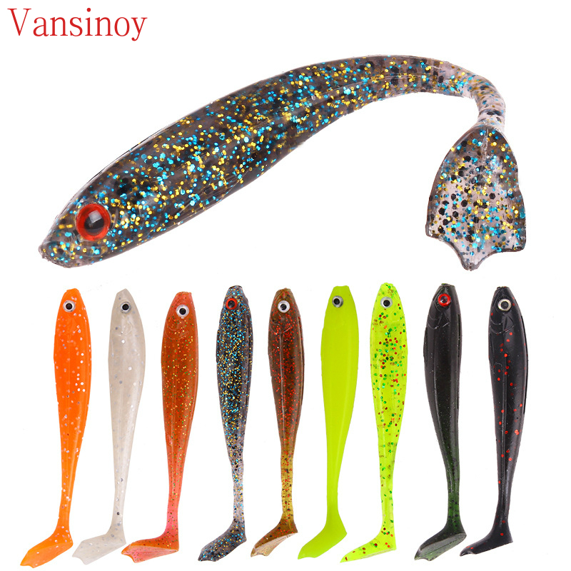 Vansinoy เหยื่อตกปลาปลอม ซิลิโคน รูปหาง T กระพริบ 5 กรัม 8.4 ซม.