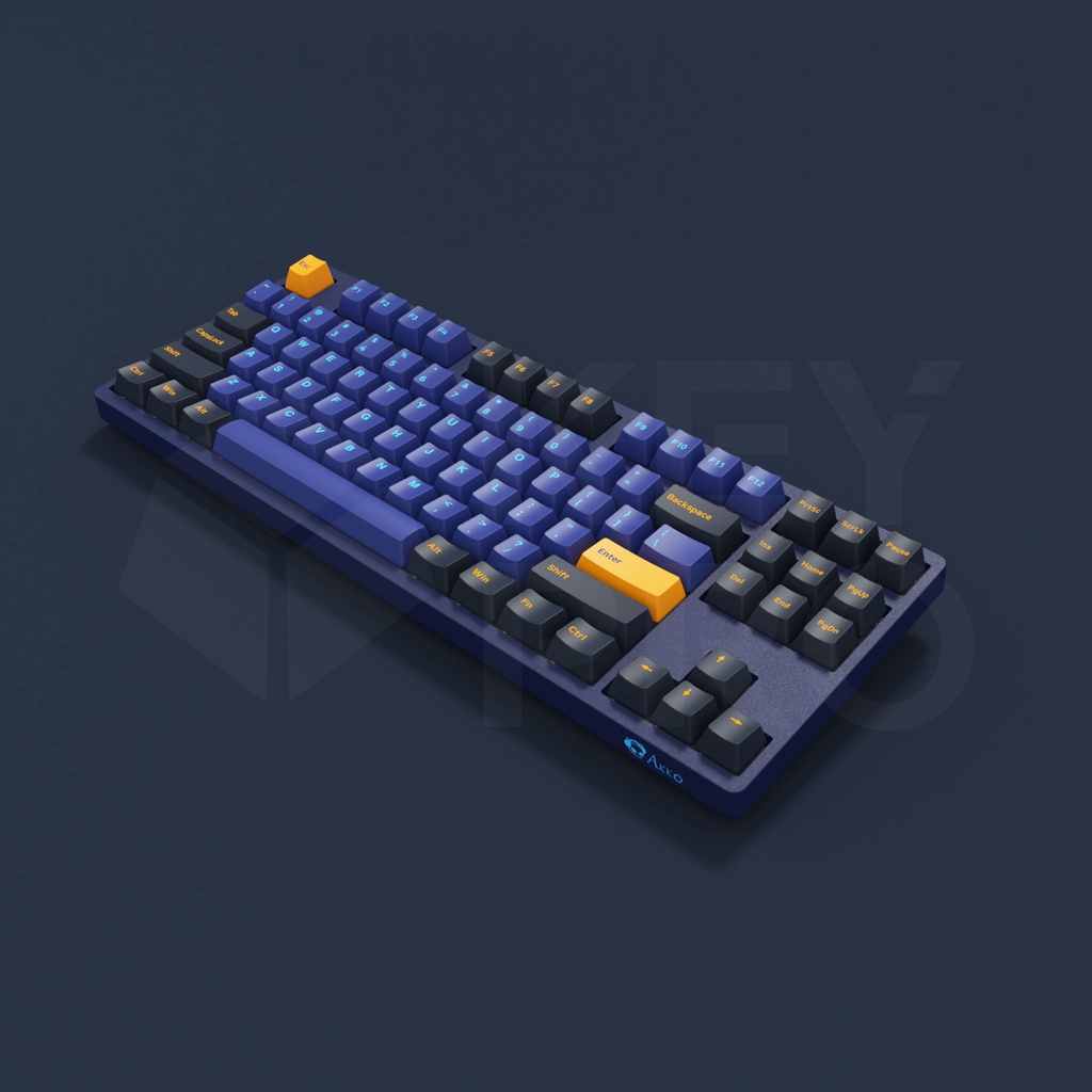คีย์บอร์ด AKKO รุ่น Horizon 3087DS V2 TKL สีน้ำเงิน เหลือง ขนาด 87% Akko Switch Mechanical Keyboard