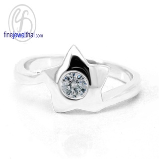 Finejewelthai-แหวน-แหวนเพชร-เพชรCZ-แหวนหมั้น-แหวนแต่งงาน-Diamond-CZ-Silver-Couple-Ring-R1032cz