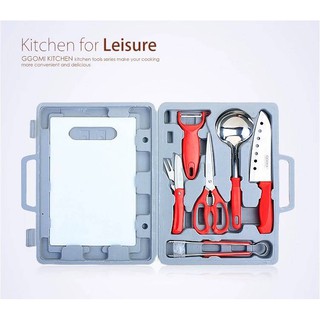 ชุดมีดพกพา กระเป๋ามีดแคมป์ 7ชิ้น/SETอุปกรณ์ชุดมีดและเขียง camping Kitchen tool set 7pcs มาพร้อมกระเป๋าพกพา