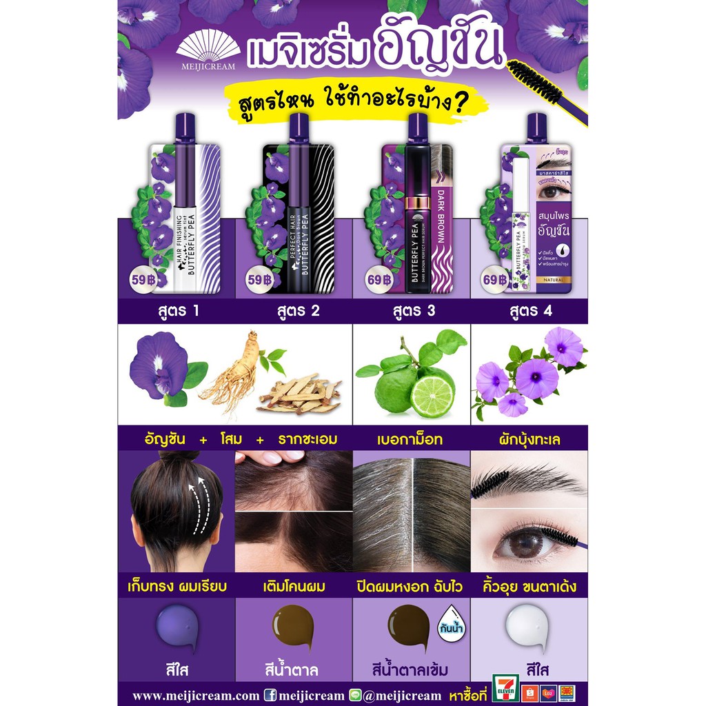 [ 1 ซอง ] เมจิ เซรั่ม อัญชัน MEIJI BUTTERFLY PEA HAIR SERUM 3 กรัม เติมโคนผมให้มั่นใจมากยิ่งขึ้น - รูปที่ 2