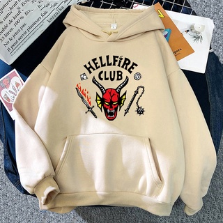 เสื้อกันหนาว มีฮู้ด ลาย Stranger Things Season 4 Hellfire Club สไตล์ฮาราจูกุ สําหรับผู้ชาย และผู้หญิง