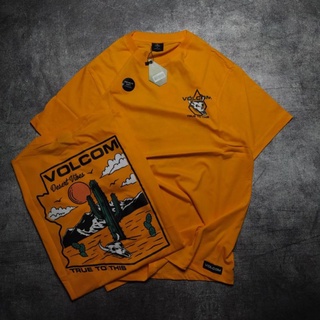 เสื้อยืด VOLCOM สีเหลือง TRUE TO THIS TSHIRT VOLCOM DISTRO พรีเมี่ยมS-5XL