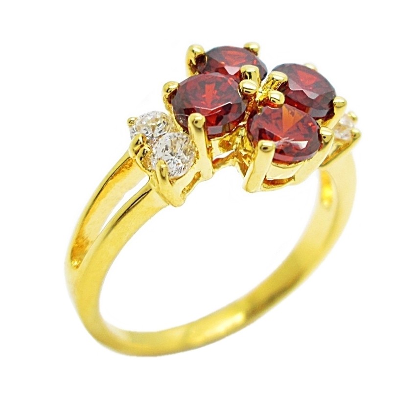 แหวนแฟชั่น ทองปลอม แหวนดอกไม้ พลอยโกเมน ประดับเพชร ชุบทอง แหวน cz แท้ชุบทอง พลอยโกเมนสีแดง พลอยโกเมนแหวนเพชร