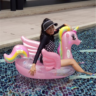 WIMPOOLFLOATS ห่วงยางแฟนซี แพยางแฟนซีพิ๊งค์สวีทตี้เปกาซัสกริตเตอร์ 120 cm