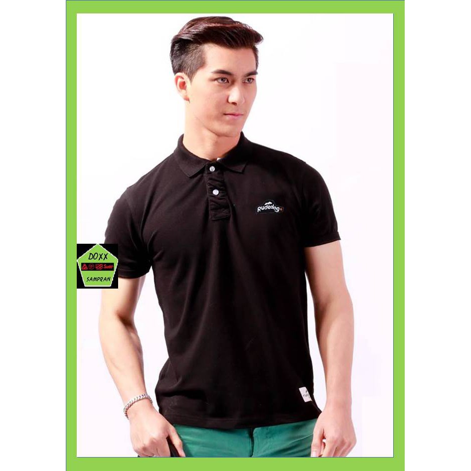 Rudedog เสื้อโปโลชาย หญิง รุ่น Curve สีดำ
