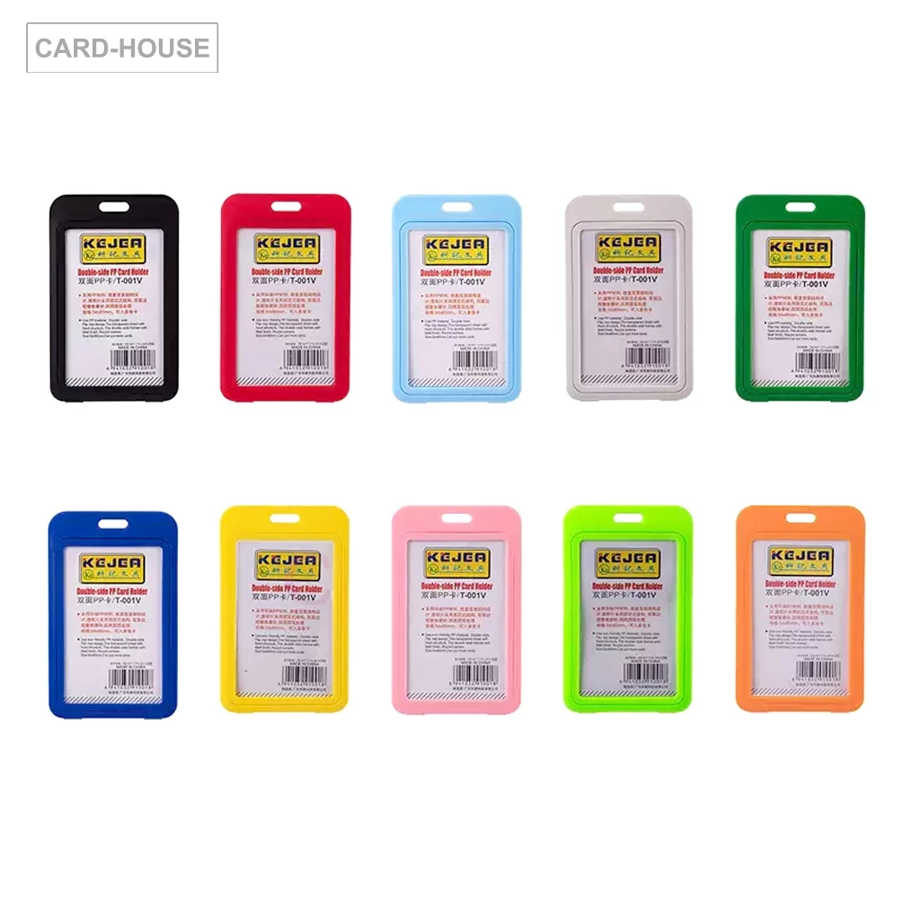 กรอบใส่บัตรพนักงาน แนวตั้ง 12 สี Double-side PP Card Holder T-001V บรรจุ 1 ชิ้น