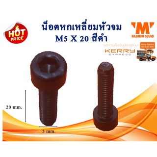 น็อตหกเหลี่ยมหัวจม M5x20 mm. แพ็ค 20 ตัว สีดำ