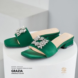 รองเท้าหนังแกะ รุ่น Grazia Emerald color (สีเขียวมรกต)