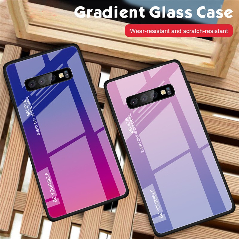 เคสโทรศัพท์กระจกเคสโทรศัพท์มือถือกระจกนิรภัยสําหรับ Samsung Galaxy S10 Plus S10e 5G Note 9 8 S10plus Note9 Note8 tempered glass phoen case