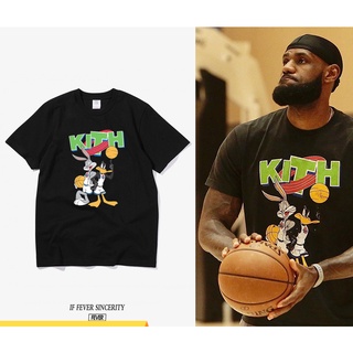 เสื้อยืดผ้าฝ้าย เสื้อยืดแขนสั้น ผ้าฝ้าย พิมพ์ลายการ์ตูน NBA LeBron James ทรงหลวม สไตล์ฮิปฮอป S-4XL