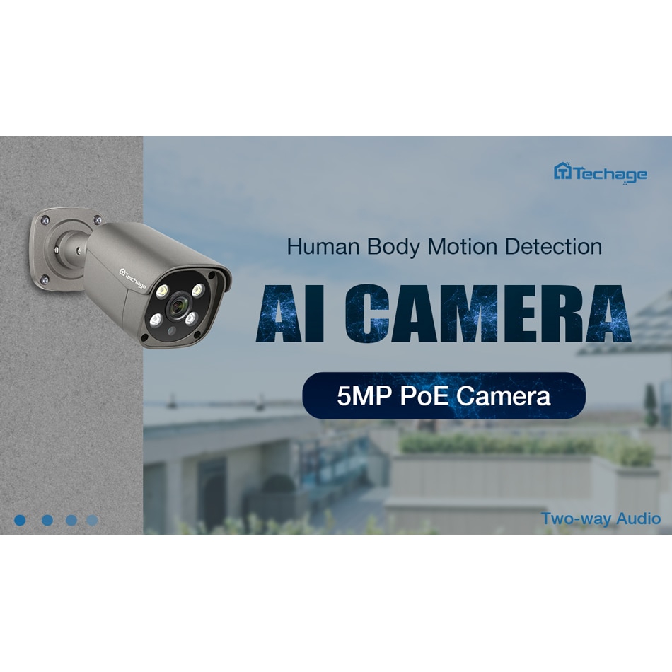 Techage H.265 5MP Security POE IP Camera Human Detection Outdoor Two ...