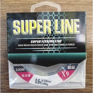 [คนตกปลา]สายพีอี SUPERLINE ถัก9 (PE X9) PE0.4 - PE8.0 ยาว100ม. แบบสลับสี // สาย ตกปลา คุณภาพสูง นุ่ม เหนียว