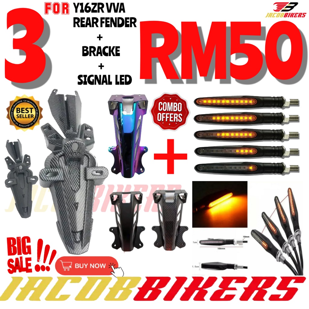 COMBO SET YAMAHA Y16ZR VV1 Y16 EKOR REAR FENDER V1 V2 + BRACKET + SIGNAL LED LIGHT