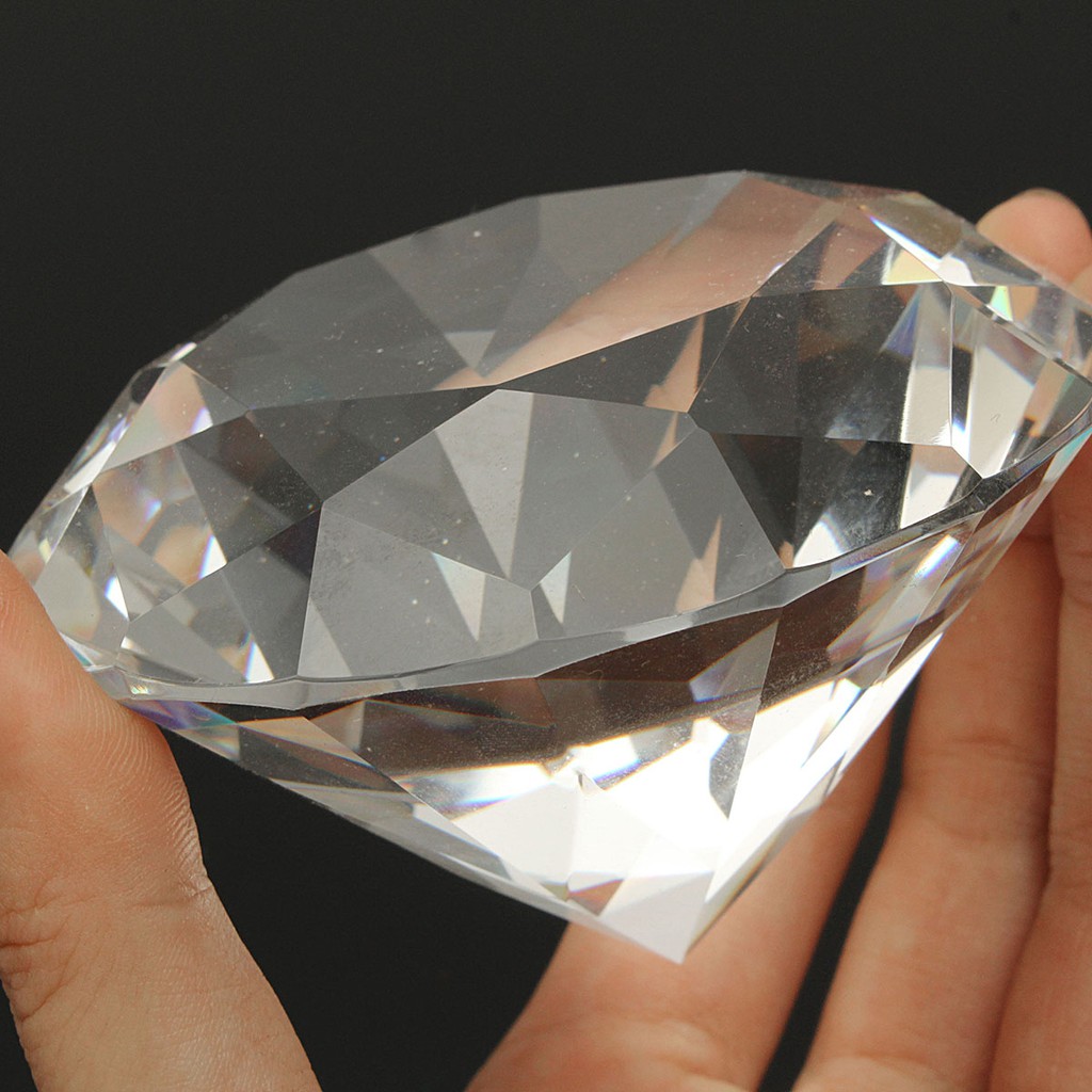 80mm Yellow Glass Crystal Diamond Paperweight Wedding Favor Gift Venue Decor