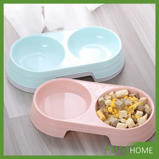 ชามข้าวแมว ชามข้าวหมา  แบบ 2 หลุม 2 Size ชามใส่น้ำ และอาหาร ชามข้าวสัตว์เลี้ยง Pet bowl