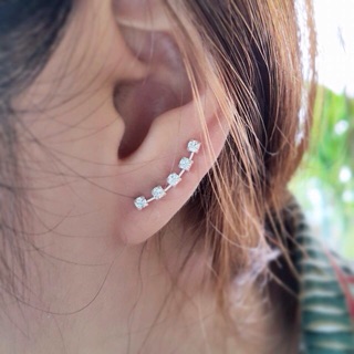 Minimalist925 ต่างหู Ear Clip เงินแท้ประดับคริสตัล