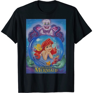 เสื้อยืดผ้าฝ้ายพรีเมี่ยม เสื้อยืด พิมพ์ลาย Disney The Little Mermaid Ariel And Ursula