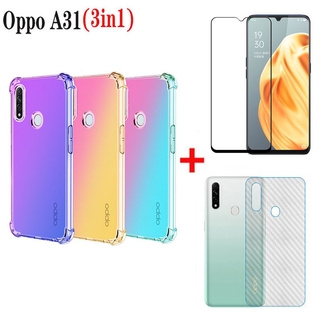 (3 in 1) ฟิล์มกระจกนิรภัย + ฟิล์มด้านหลังสำหรับ+เคสโทรศัพท์  For OPPO A31(2020) A5(2020) A9(2020) A3S A5S A7 F9 F11