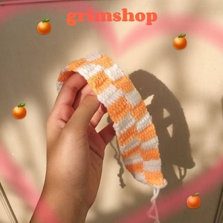 ์New! ที่คาดผมไหมพรมลายตาราง สีส้ม/ขาว น่ารักสดใส ไม่ซ้ำใคร พร้อมส่งทันที ไม่ต้องรอ มีเก็บเงินปลายทาง