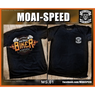 MS 01 Live to Ride เสื้อยืด สีดำ เสื้อไบค์เกอร์ รถแข่ง Moai Speed T-Shirt ผ้าคอตตอน สกรีนลาย S M L XL XXL