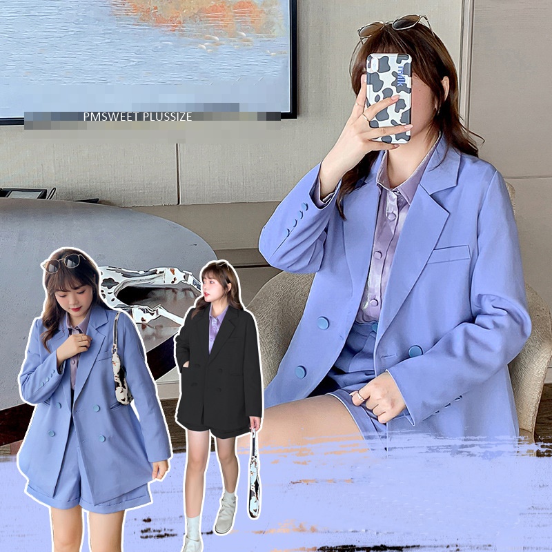 [ อกถึง 51" ] : PMP0197 : พรีออเดอร์ เสื้อผ้าไซส์ใหญ่ คนอ้วน สาวอวบ ชุดสูททำงาน ชุดเซตสองชิ้น ชุดเสื้อกางเกงแต่งซิป