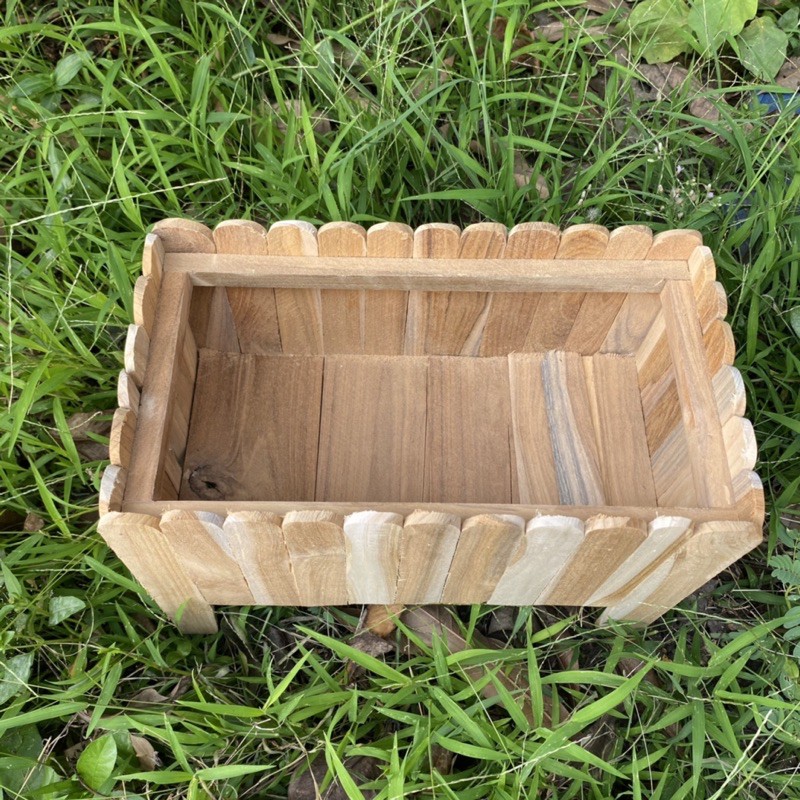 กระถางต้นไม้ทำจากเศษไม้สัก กระถางปลูกต้นไม้(ยาว33ซม.)ขนาดกลาง - รูปที่ 2