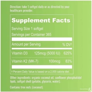 ✨️พร้อมส่ง✨️Liposomal Vitamin D3 K2 MK7, 365 Softgels