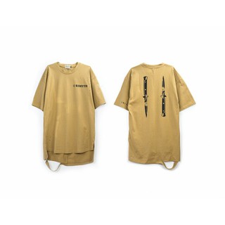 เสื้อยืด แนวสตรีท GRIMYTH GM-TEE-140-2 DISTRESS DAGGER OVERSIZE TAN