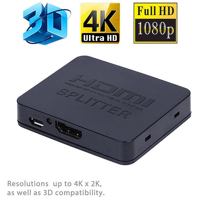 เครื่องสลับสัญญาณ HDMI 1x2 ตัวแยกสัญญาณ HDMI 4K แบบ HD 1 เข้า 2 ออก อะแดปเตอร์ฮับ 1x2