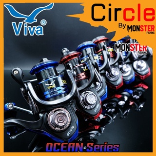 รอกตกปลา รอกสปินนิ่ง VIVA OCEAN OC1000/2000/3000/4000 มาพร้อมแขนแต่ง (BLACK BLUE/BLACK RED)