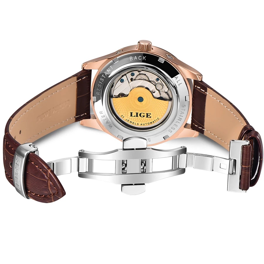 LIGE 2022 ผู้ชายนาฬิกาแบรนด์ชั้นนำบุรุษนาฬิกาจักรกลอัตโนมัติ Tourbillon โครงกระดูกนาฬิกาผู้ชาย