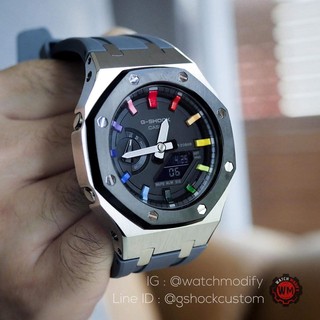 Gshock Casioak AP Rubber Stainless GEN3 Rainbow Rubber Grey Color