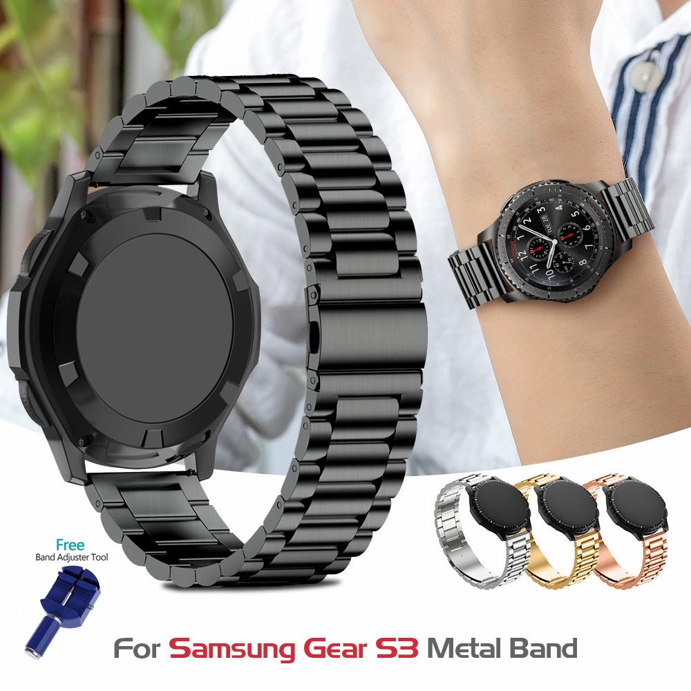 สายนาฬิกาข้อมือสแตนเลสสตีลสายนาฬิกาข้อมือสายโลหะคลาสสิกสำหรับ Samsung gear S3 S2