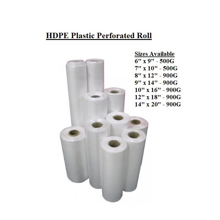 ม้วนพลาสติก/ ถุงพลาสติกอเนกประสงค์ Perforated Roll บรรจุภัณฑ์อาหาร 6x9/ 7x10/ 8x12/ 9x14/ 10x16/ 12x18/ 14x20 นิ้ว