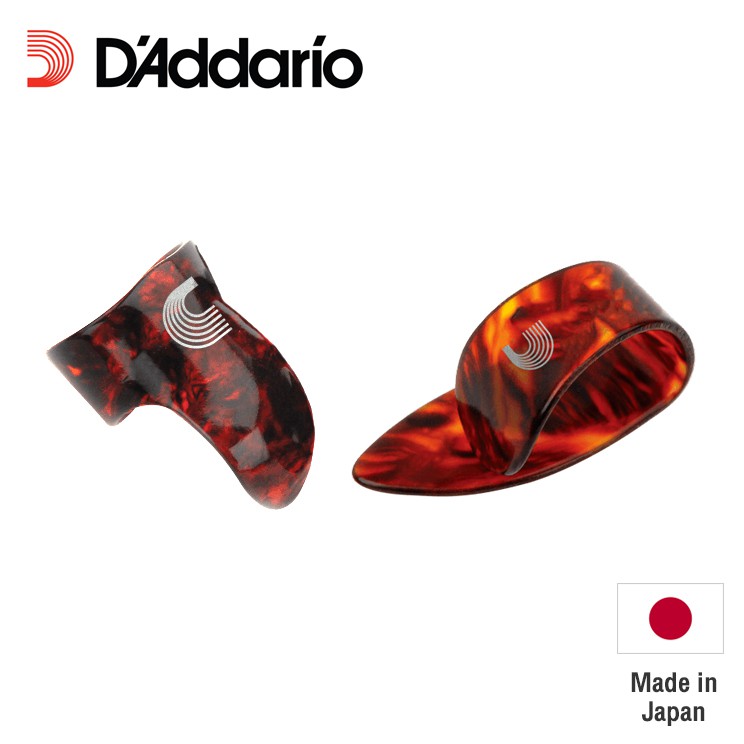 D'Addario® 4CSH4 / 5CSH4 ปิ๊กนิ้ว ปิ๊กนิ้วชี้ + ปิ๊กนิ้วโป้ง วัสดุเซลลูลอยด์ ลายกละน้ำตาล ** Made in Japan **...........
