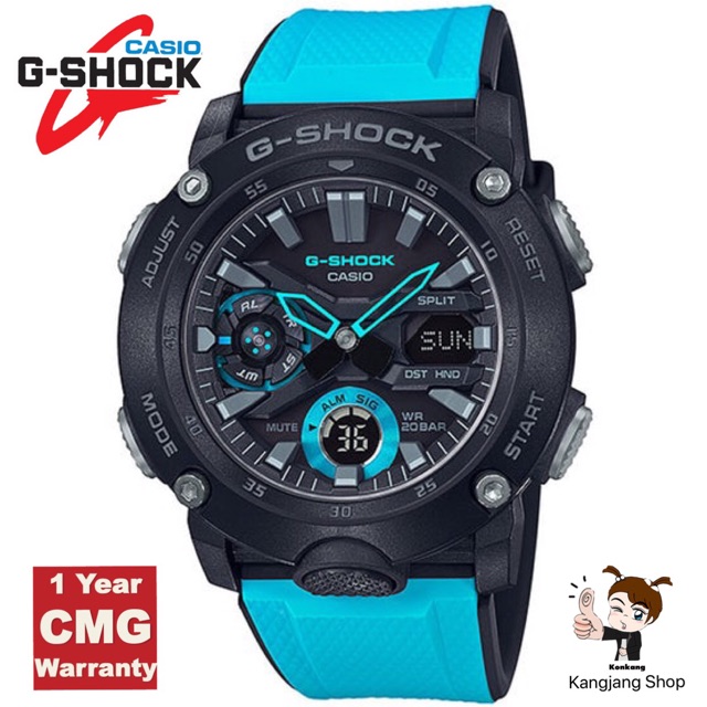 Casio G-Shock รุ่นคาร์บอน GA-2000-1A2DR ของแท้ 💯% ประกันศูนย์ CMG นาฬิกาเหมาะสำหรับผู้หญิงและผู้ชาย 