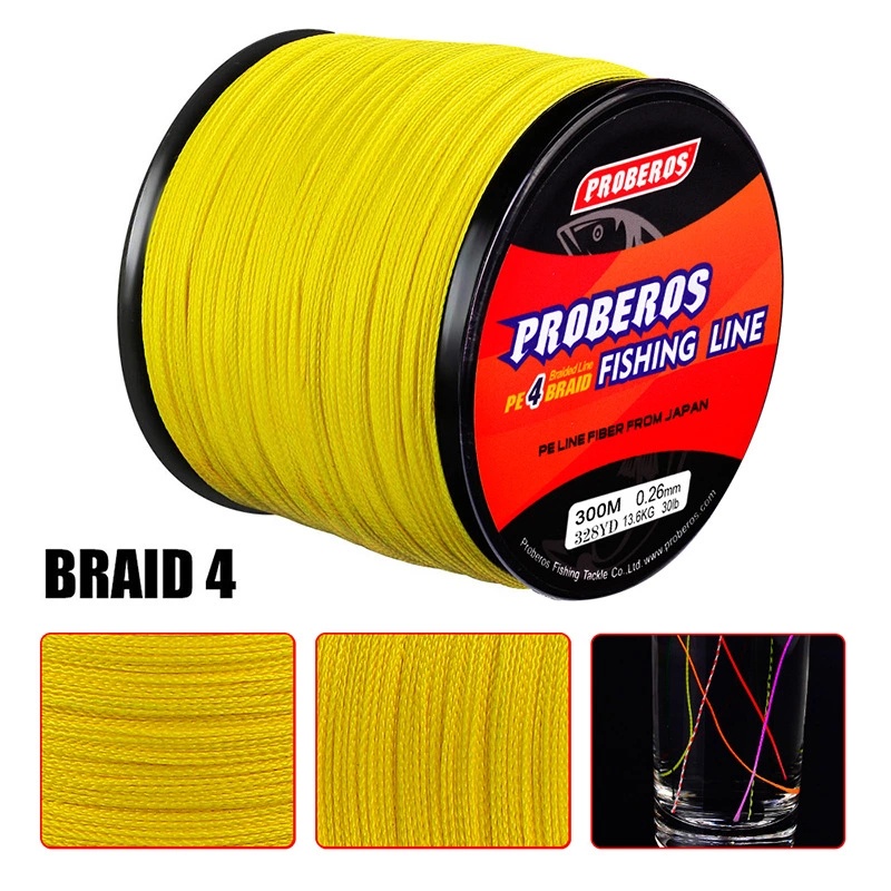 1-2วัน(ขอโทษอย่างแรง ขายแพงไม่เป็น) PROBEROS สาย PE ถัก 4 -เหนียว ทน ยาว 300 เมตร Fishing line– Yell