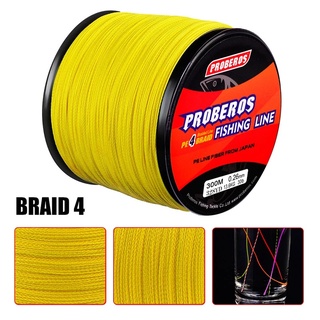 2-3 วัน (ส่งไว ราคาส่ง)สาย PE ถัก 4 -เหนียว ทน ยาว 300 เมตร Fishing line wire Proberos Pro Beros – Yellow