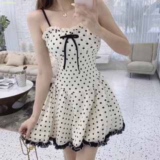 🍭คะนอง🍭New Show lace polka dot high waist lace lace dress ผู้หญิงกระโปรงแขวน